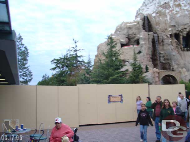 The wall was still up on the walkway between the Matterhorn and Buzz