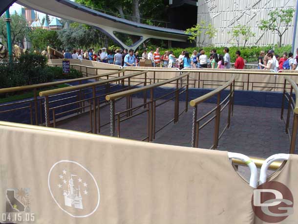 The queue for the rocket jets/astro-orbitor is getting a new coat of paint