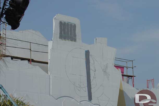 Work continues on the soon to be announced Monsters Inc Attraction