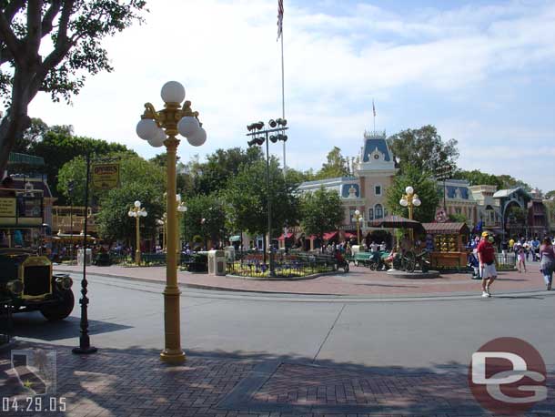 Stepping onto Main Street USA, the Gold Lamposts dot the street