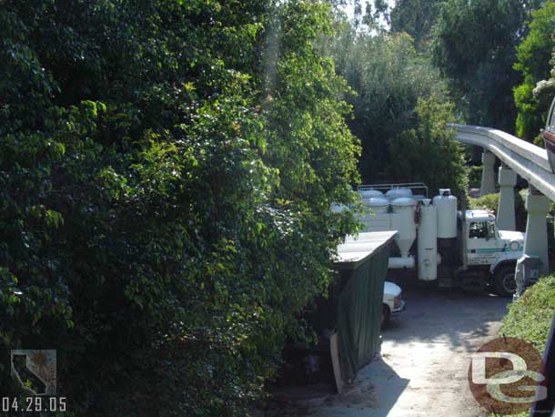 A truck that was pumping the slug out of the drained waterways