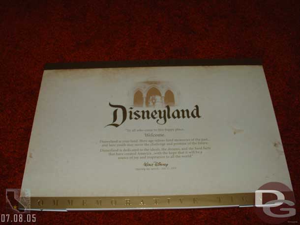 The back has the dedication speech, which also plays when you press a button on the ticket.