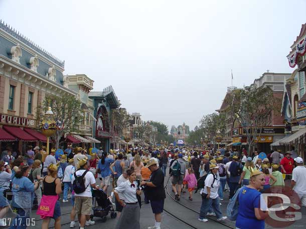 Looking down Main Street, a lot of people but not over crowded