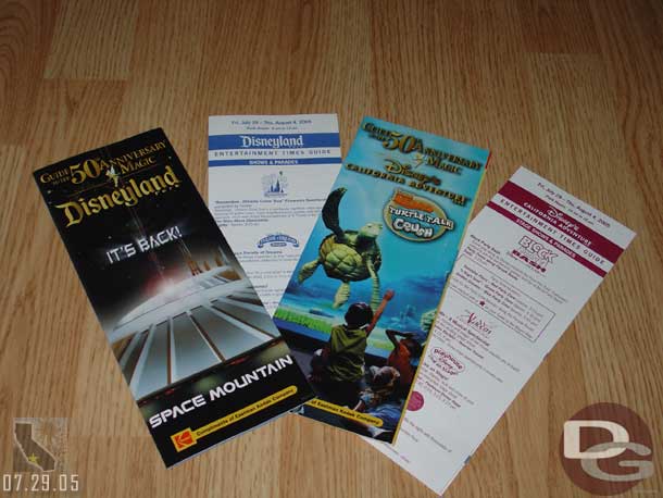 Oh yeah the guidemaps are new.. Disneylands has Space Mountain and DCA has Turtle Talk..