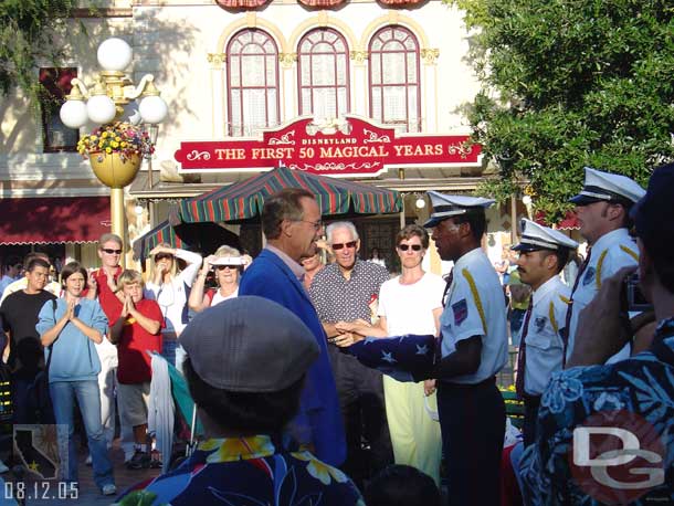 At the conclusion of the Flag Retreat Art was presented with the flag that flew over the park all day.  This was his last day conducting the college band, he is retiring.