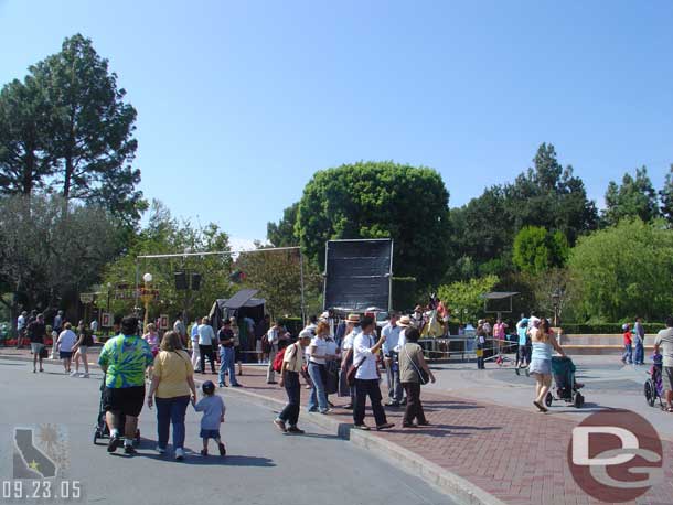 Some sort of filming or photo shoot in front of the castle