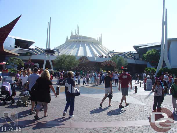 The planters in Tomorrowland around the giant marble are now gone..