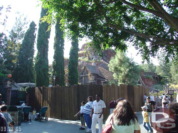 Walls up around the old Splash Mountain Fastpass area.