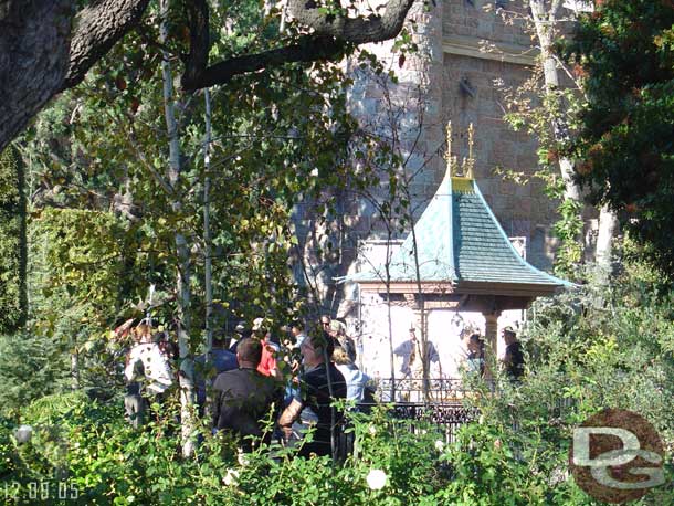 They were filming out front of the castle and near the wishing well, no idea what though.