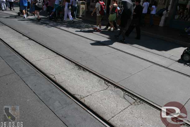 Looks like some recent repaving/resurfacing on Main Street.. notice the right side looks almost new and the left side worn down..