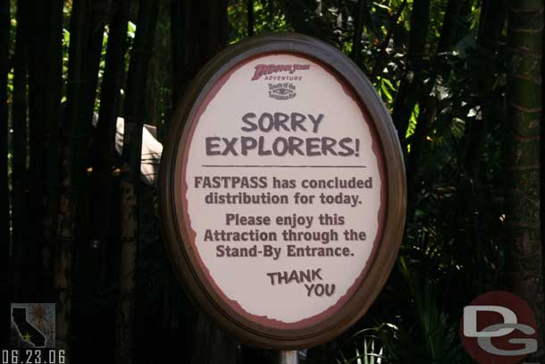 To help also no Fastpass on Indy this week