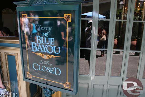 The Blue Bayou was closed, but there were still people eating inside (guessing some sort of preview)