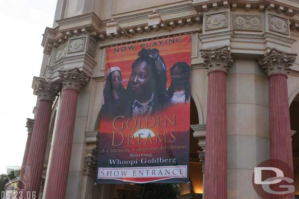 A new sign for Golden Dreams, kind of sad to advertise Whoopi Goldberg so much instead of the attraction.