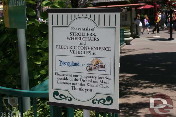 The wheelchair and stroller rental is back out in the Esplanade for the summer