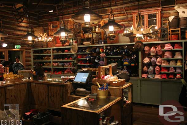 Two shots of the Frontierland hat shop (that used to be the candy shop right next to the shooting gallery)