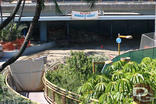 The Autopia exit is partially gone too