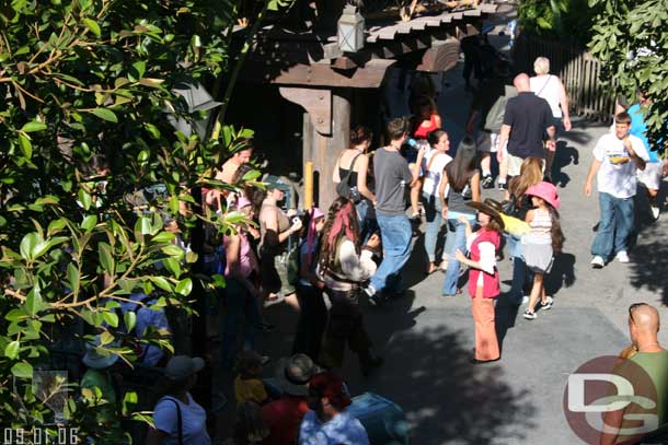 Spotting Captain Jack playing to the crowd near Pirates