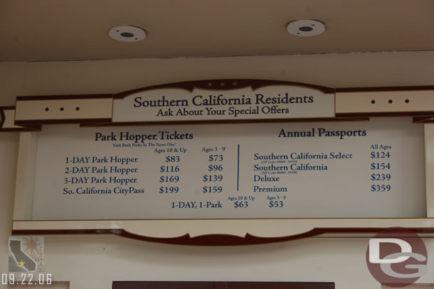 The prices have all gone up (and parking went up a buck too)