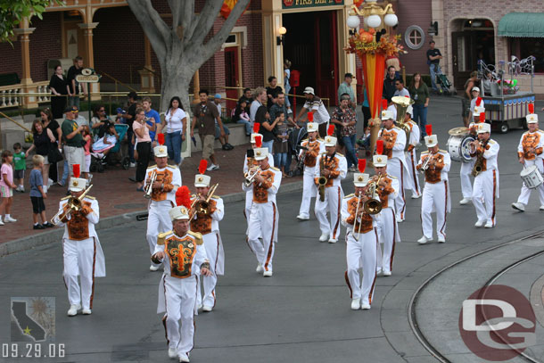 The band approaching for the Flag Retreat