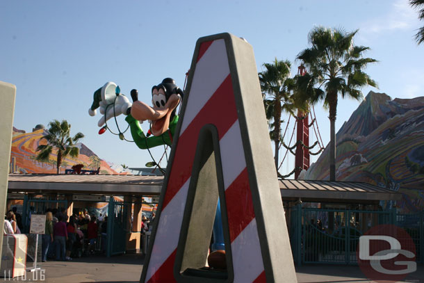 The California letters are decked out for the holidays (as are both parks)