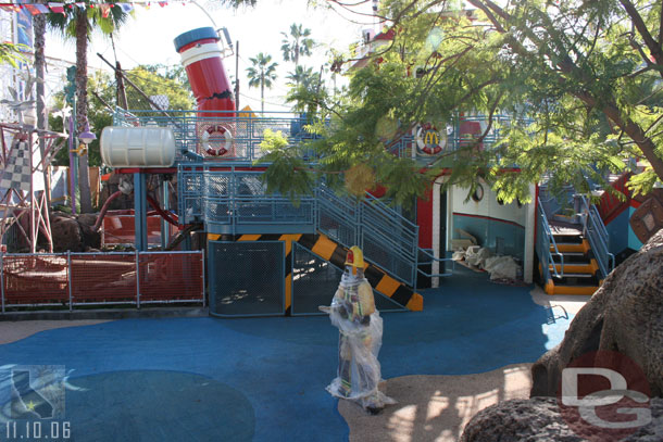 The play area is still walled off