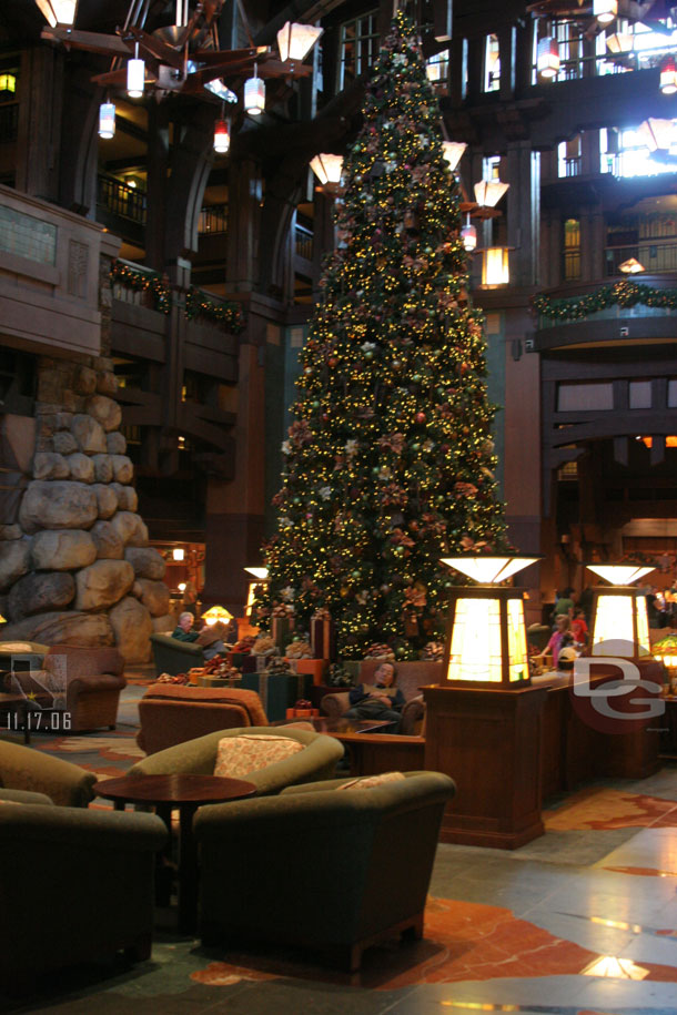Next stop the Grand Californian and its new tree and the carpeting has finally been replaced in the lobby.