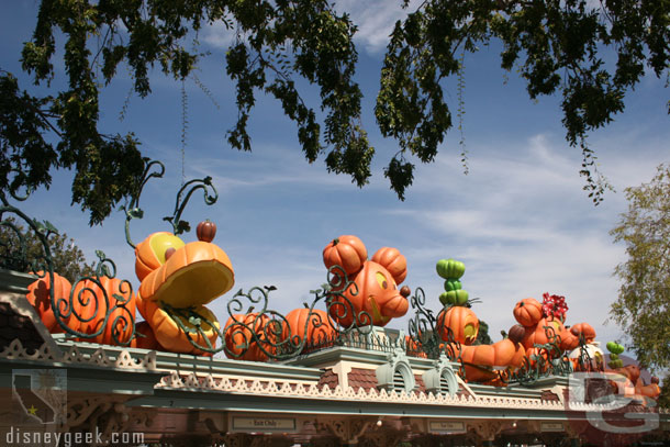 The entrance turnstyles had giant character pumpkins