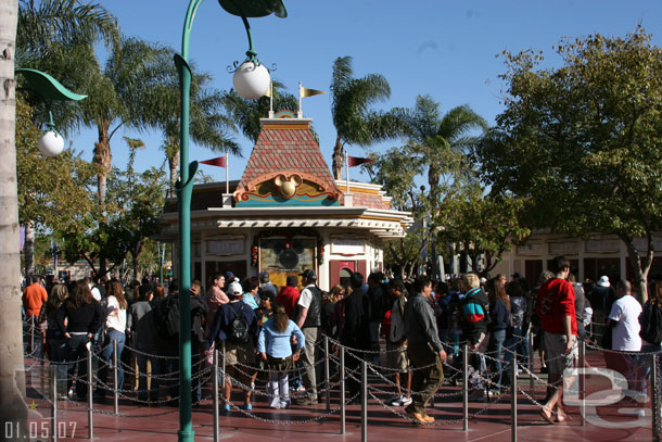 Quite a few people in line to buy tickets this afternoon