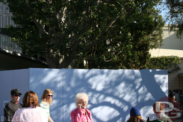 Some construction walls as you enter Tomorrowland on the right, near the restrooms before Star Tours