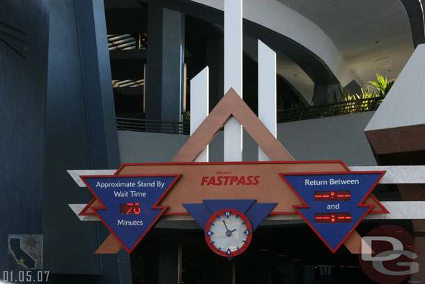 No Space Mountain Fastpasses and an 70 minute standby line this afternoon