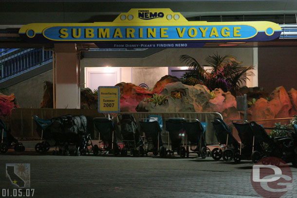 The Subs entrance at night, the sign is not lit up yet.