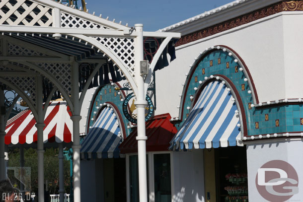 The awnings over at the gift shop on the Pier