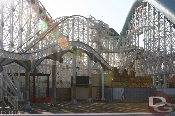 A look over the wall at the Toy Story Mania (which we are hearing rumors might go back to being called Midway Mania).