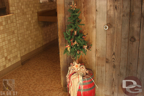 In the mensroom noticed the Christmas tree was still out