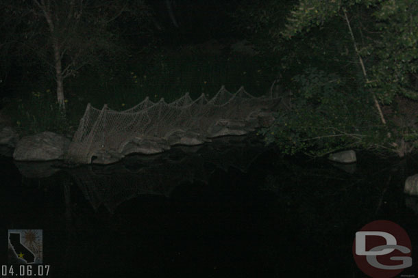 The bridge is docked on the backside of the island until the work finishes in its old location