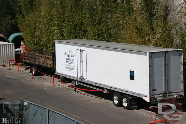 A large trailer parked backstage