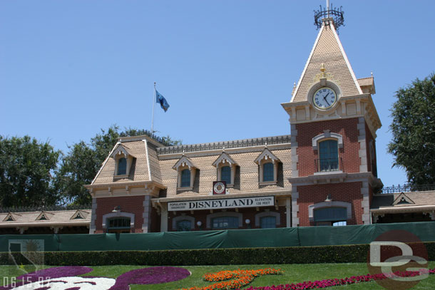 The train is running again but the Main Street station is still behind tarps