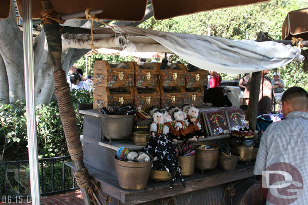 Pirates merchandise has taken over the cart outside the Haunted Mansion exit