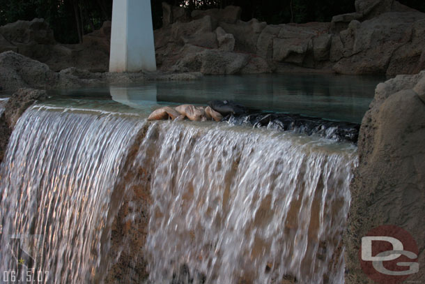 Noticed some sand bags on the falls to restrict the water hitting the subs as they exit the caves