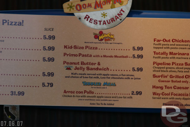 Stopped by the Pizza place to see if they had any unique trashcans for the by request section I have been building and noticed on the menu now is a toddlers meal