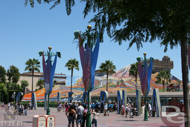 The California sign is now blue for the Year of a Million Dreams promotion