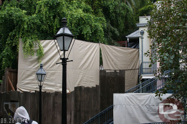 Also tarps up along Pirates for the elevator installation