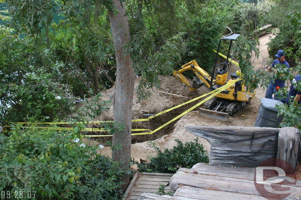 The walkway up to the fort is blocked off and they are digging a trench