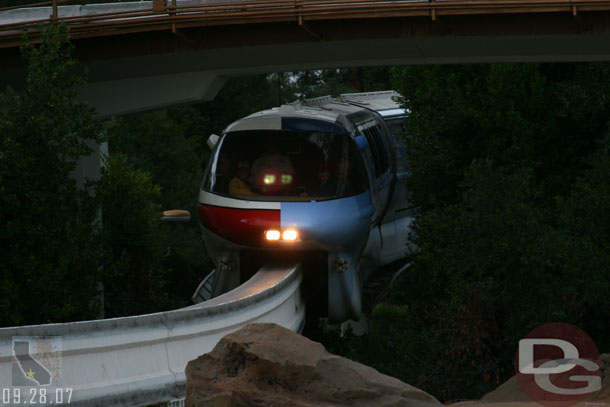 Monorail Red has a split personality, one side is wrapped for the Year of a Million Dreams and the other side is not, yet.