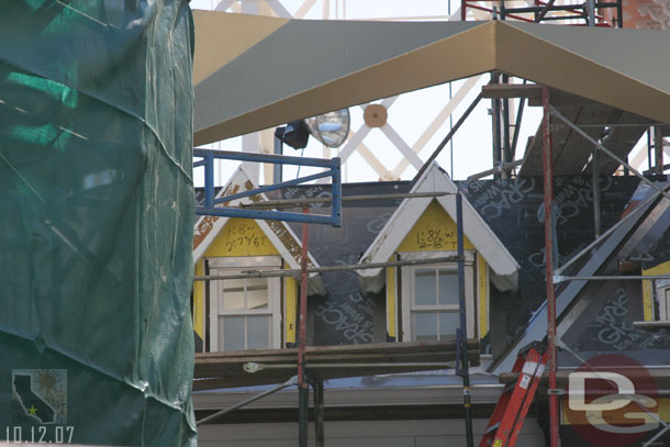 Some of the detail of the new queue building, the windows are in now.