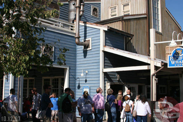 The line for the cafe stretched out and around the building.