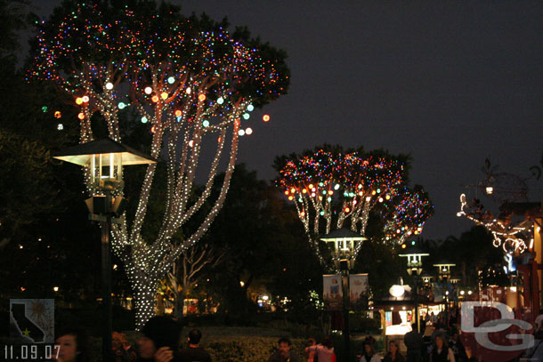 Downtown Disney has their trees lit up