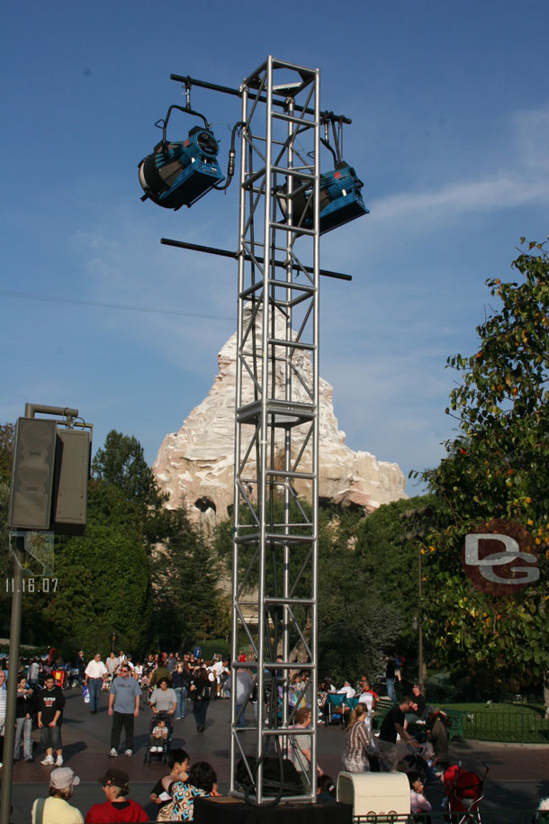 Some lights were up, I think this was from the Dancing with the Stars show that was taped the other night.