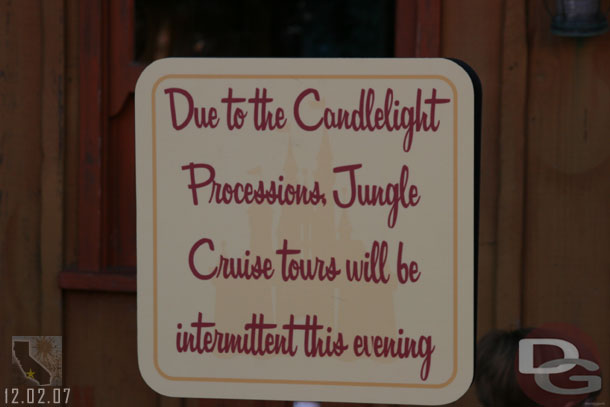 I found this interesting (last time I came for the Candlelight I thought they kept the Jungle Cruise running)