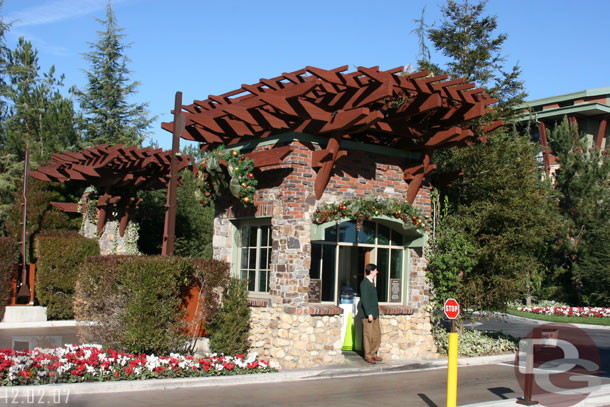 Holiday decorations on the parking entrance